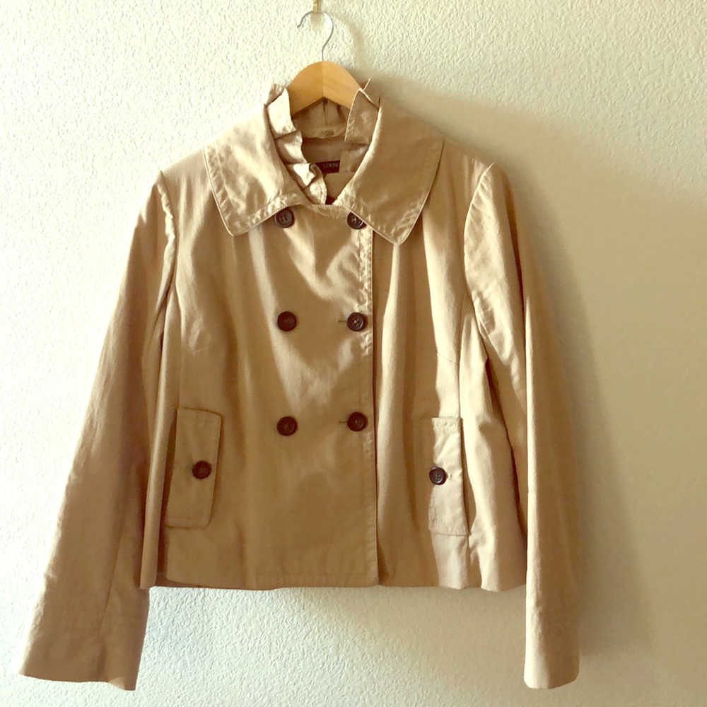 J Crew Cropped Trench Twill Jacket SZ Large